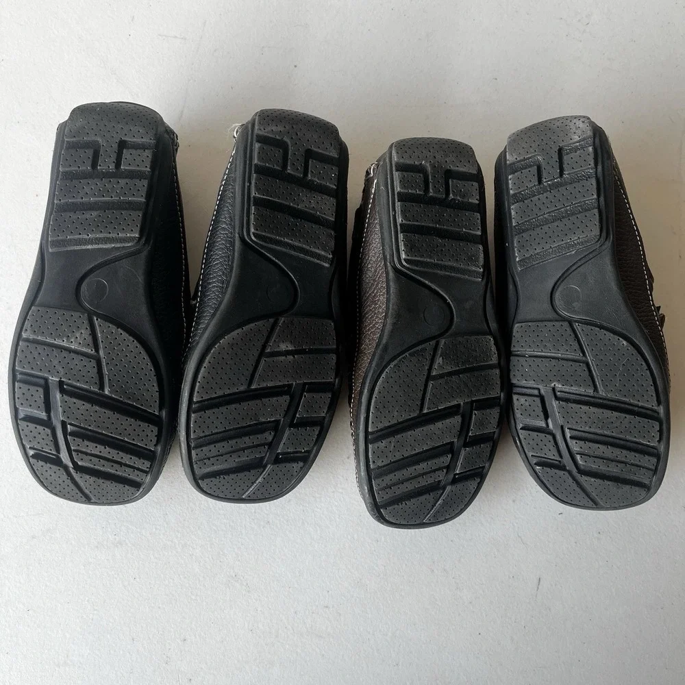 Nazz Car‎ Kids Loafers 18.5 Black Brown Leather Mexican Slip-On Shoes 2 Pairs